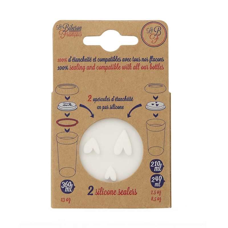 Lot de 2 Opercules silicones Cœurs/Mylove Le biberon français