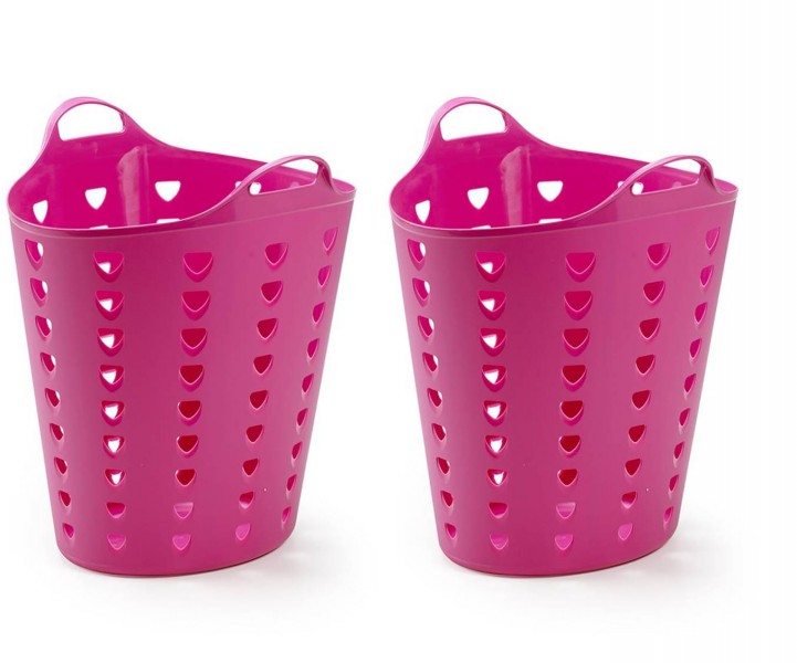 Kreher Set: 2 x Kreher Flexibler Tragekorb 65 Liter (Pink)