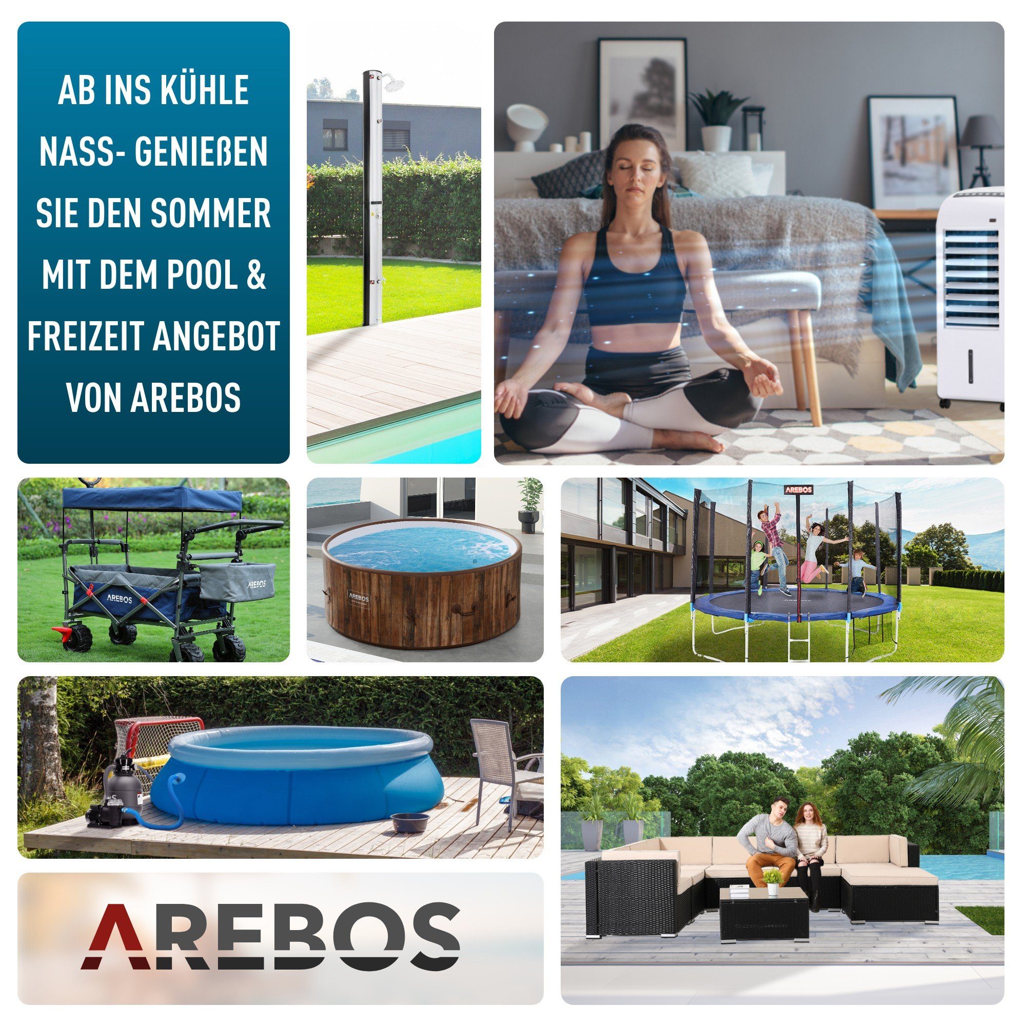 Arebos Sandfilteranlage mit Pumpe inkl.700g Filterbälle + 2m Schlauch, 400 W, 7 Wege-Ventil (Set)