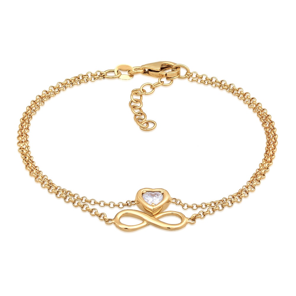 Elli Elli Bracelet Femmes Couches l'infini Coeur avec Cristal de Zirconium en Argent S Bracelet