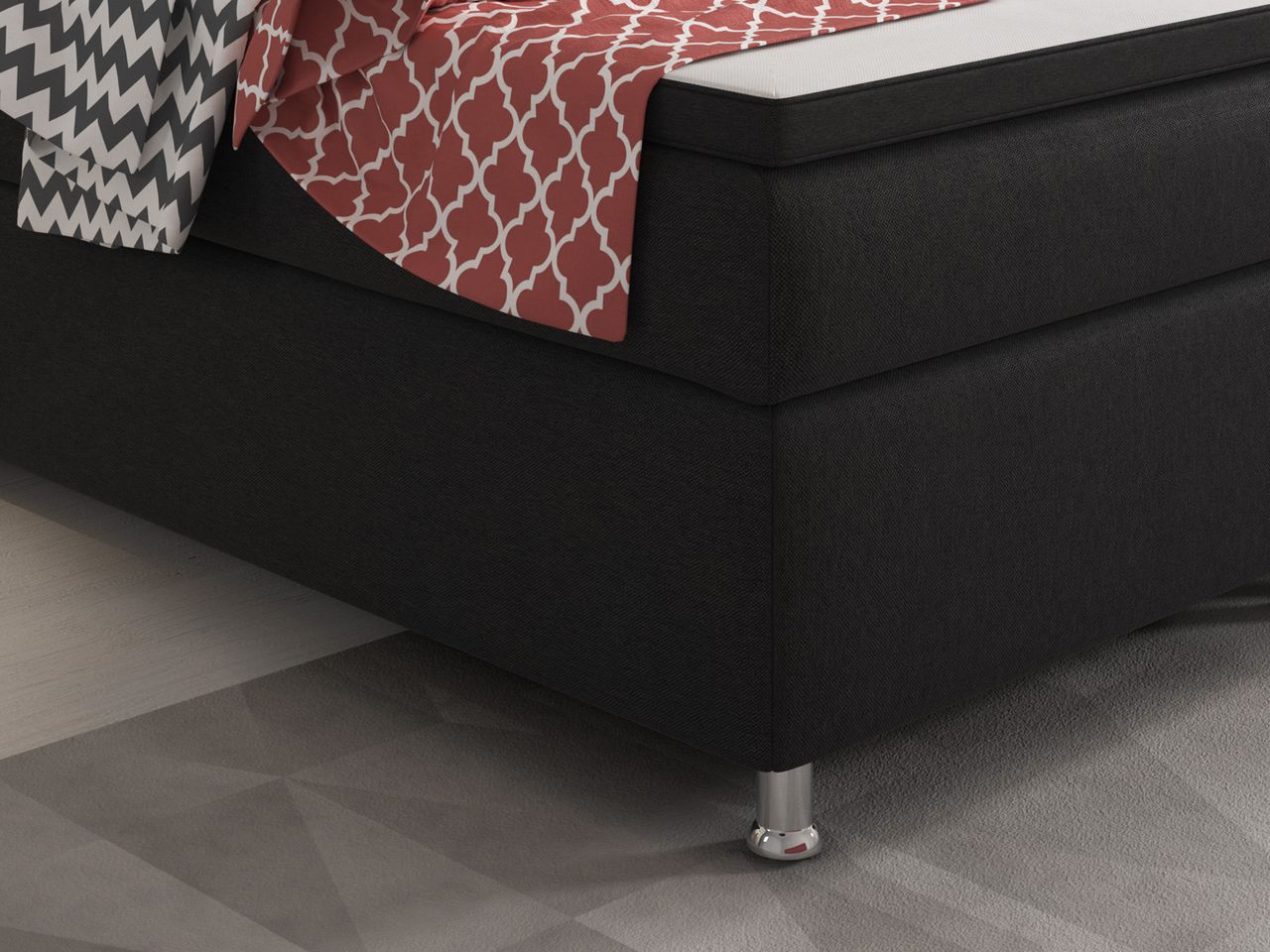 IHG Boxspringbett King Size 180x200 cm Webstoff Schwarz