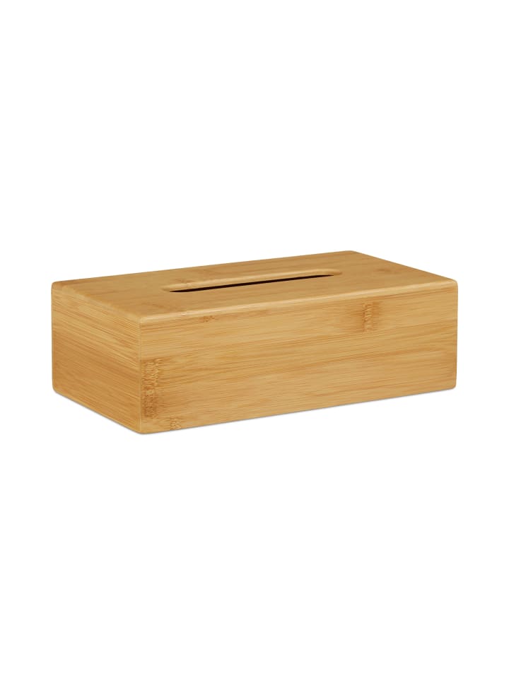 relaxdays 2 x Kosmetiktücherbox in Natur - (B)27,5 x (H)8,5 x (T)15,5 cm günstig kaufen onesize