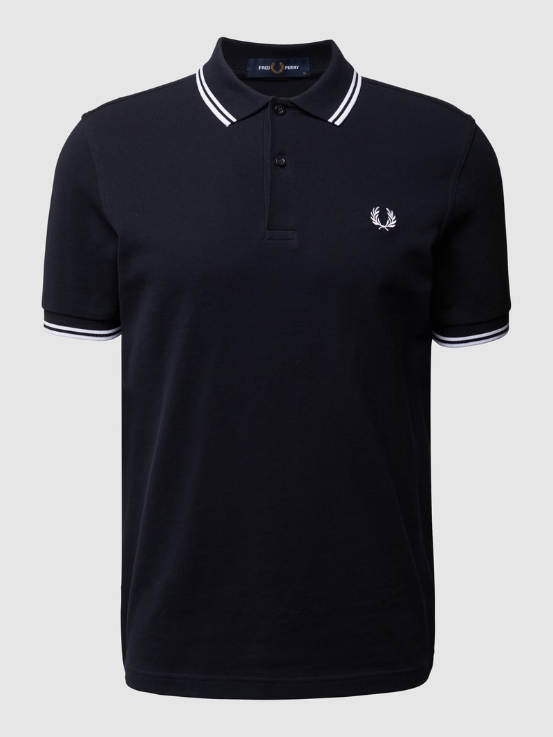Poloshirt mit Kontrastabschlüssen in marineblau