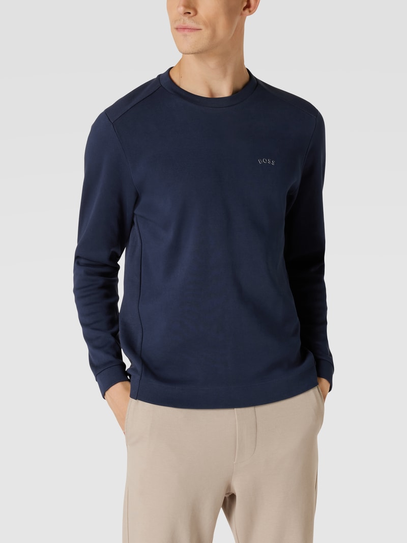 Sweatshirt mit Strukturmuster Modell 'Salbo' in dunkelblau