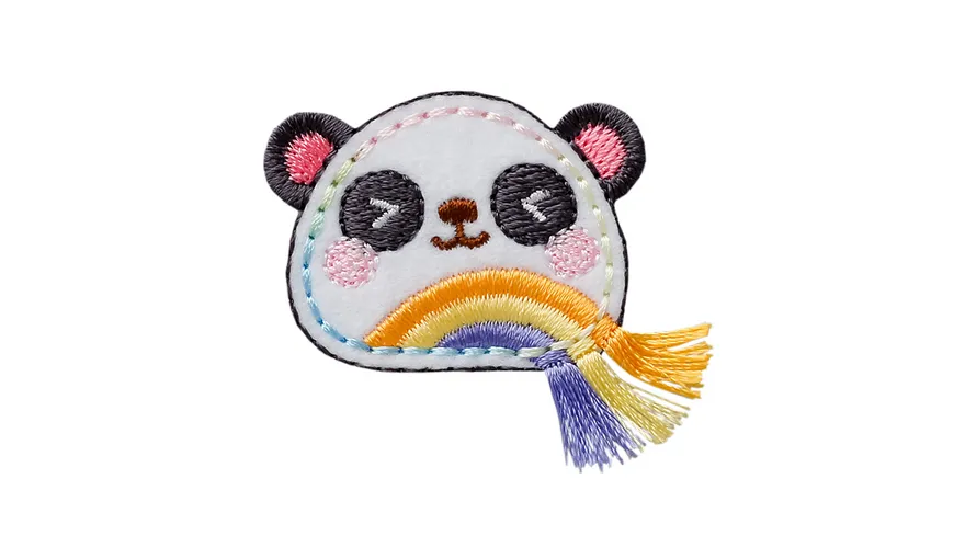 Mono Quick Bügelmotiv Mini Panda mit Fransen
