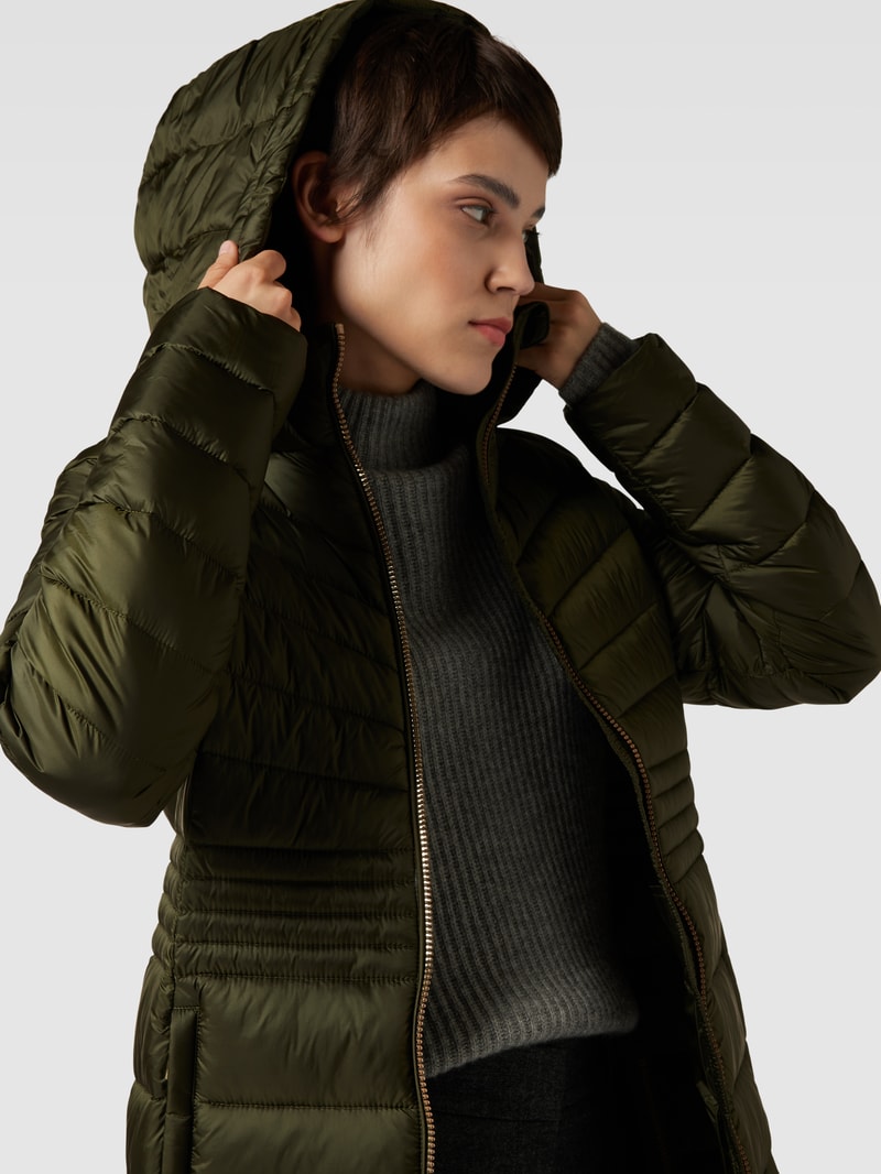 Steppjacke mit Kapuze Modell 'LONG LINE' in khaki