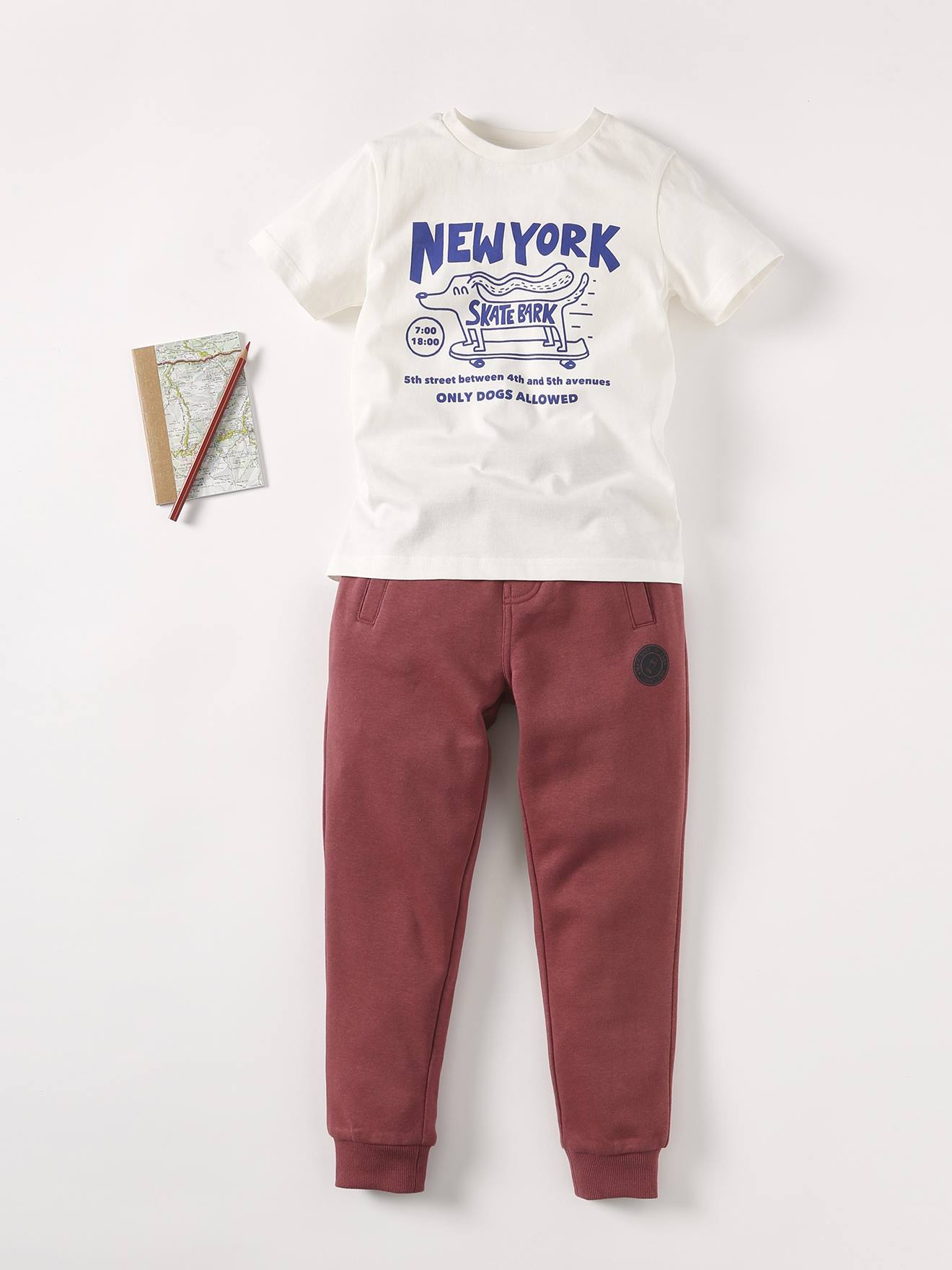 Pantalon jogging Basics garçon en molleton gris moyen chiné