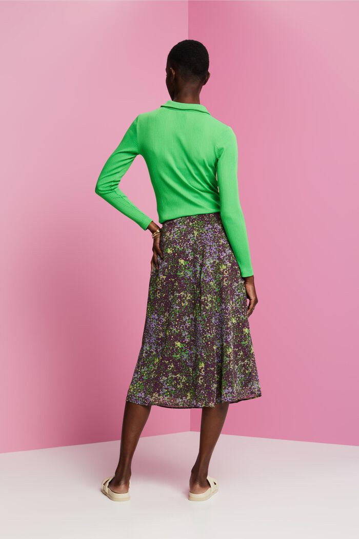Gemusterter Midirock aus Chiffon