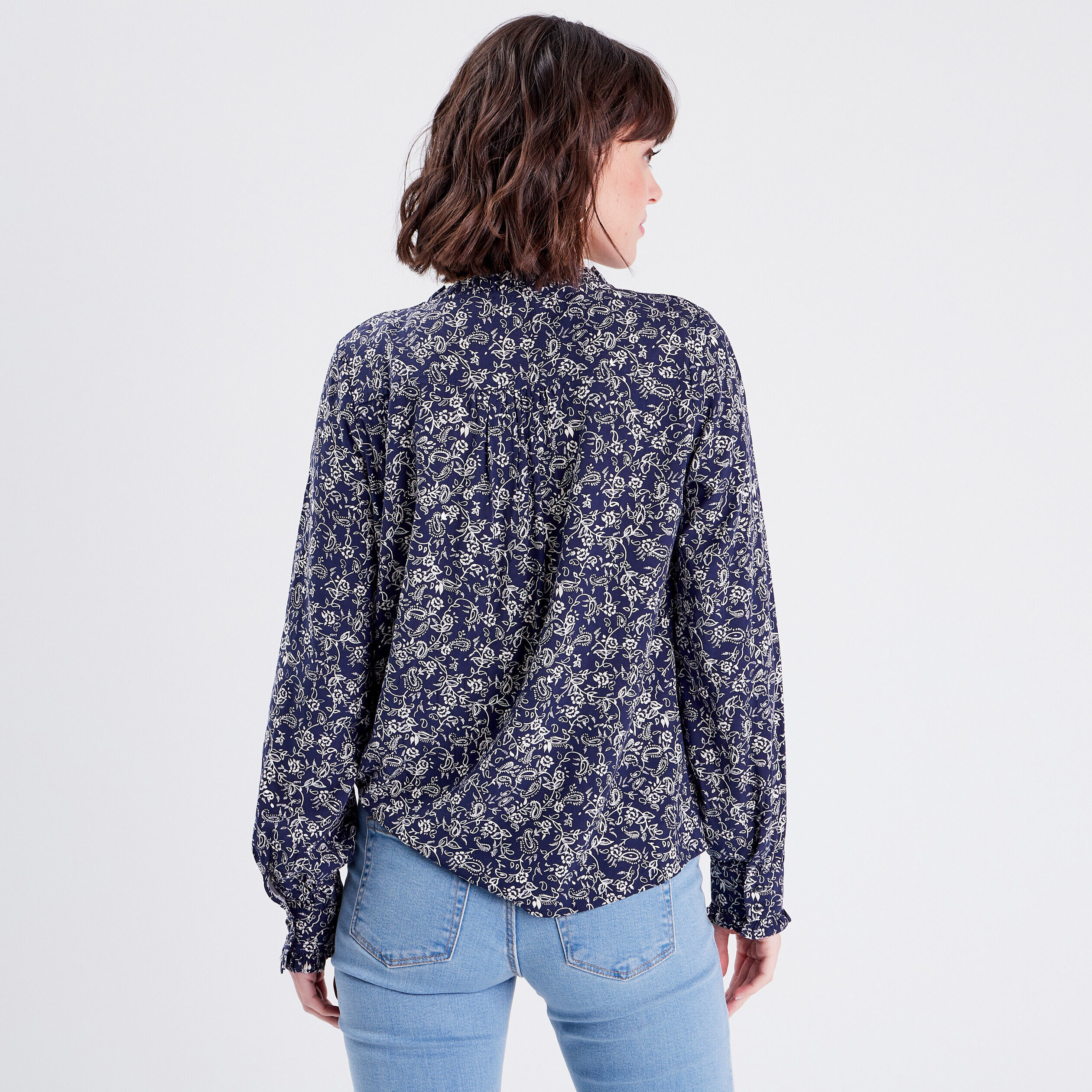 Blouse manches longues bleu marine femme | Cache Cache