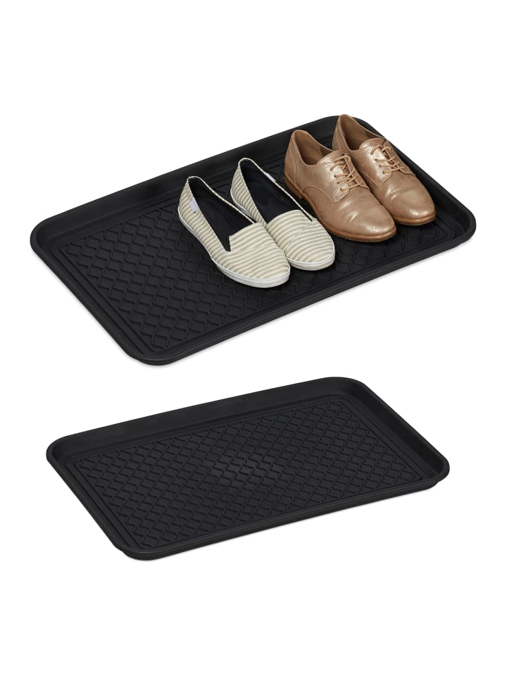 relaxdays 2x Schuhabtropfschale in Schwarz günstig kaufen onesize