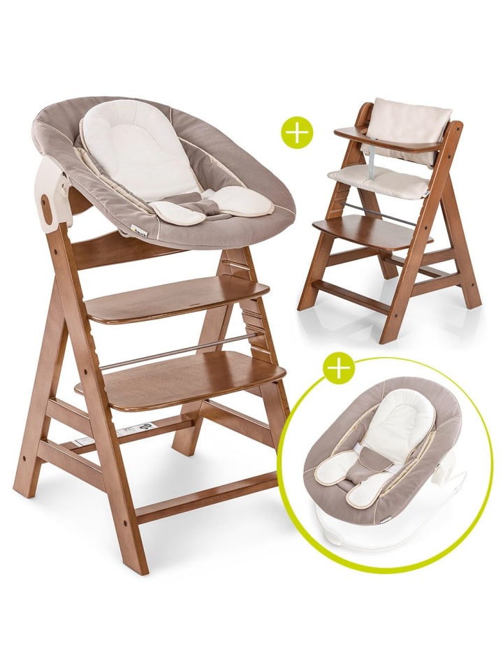 Hauck Alpha Plus Walnut Newborn Set - 4-tlg. Hochstuhl in braun,beige günstig kaufen onesize