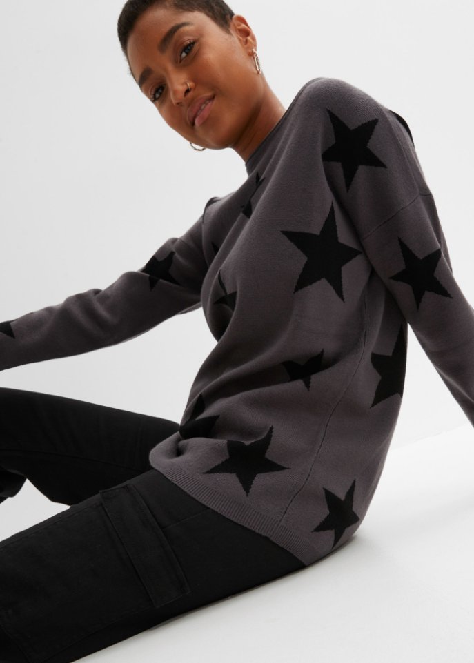 Strickpullover mit Sternenprint