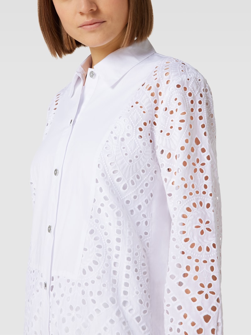 Longbluse mit verlängerter Rückseite in weiß