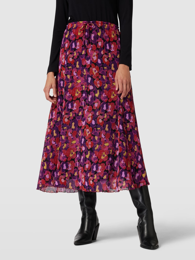 Midirock mit floralem Muster Modell 'Pippa' in hellrot