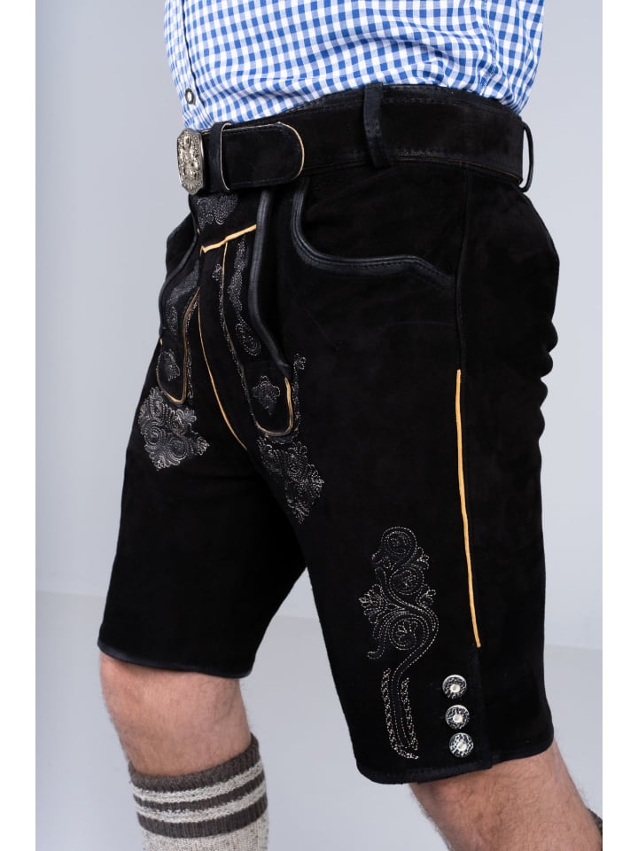 Edelnice Kurze Wildbock Lederhose Ferdinand in schwarz günstig kaufen