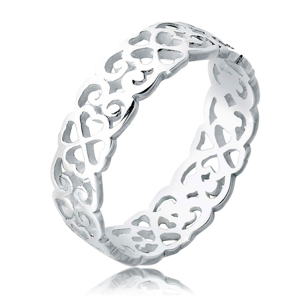 Elli Elli Bague Herz Kleeblatt Ornament Cut Out 925 Silber Bague