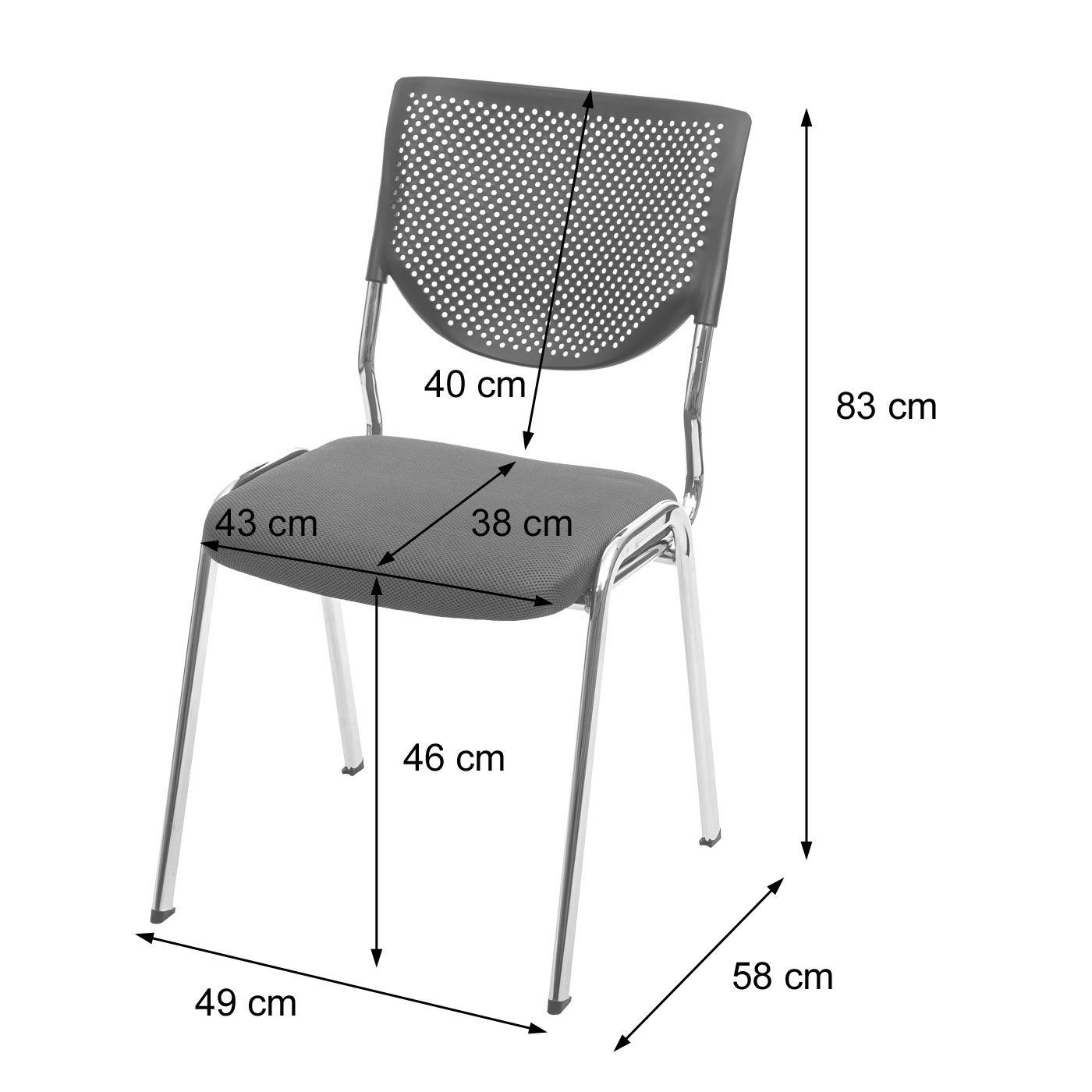 MCW Stapelstuhl H401-2 (Set, 2 St), 2er-Set, Ergonomisch geformte Rückenlehne, Fußbodenschoner