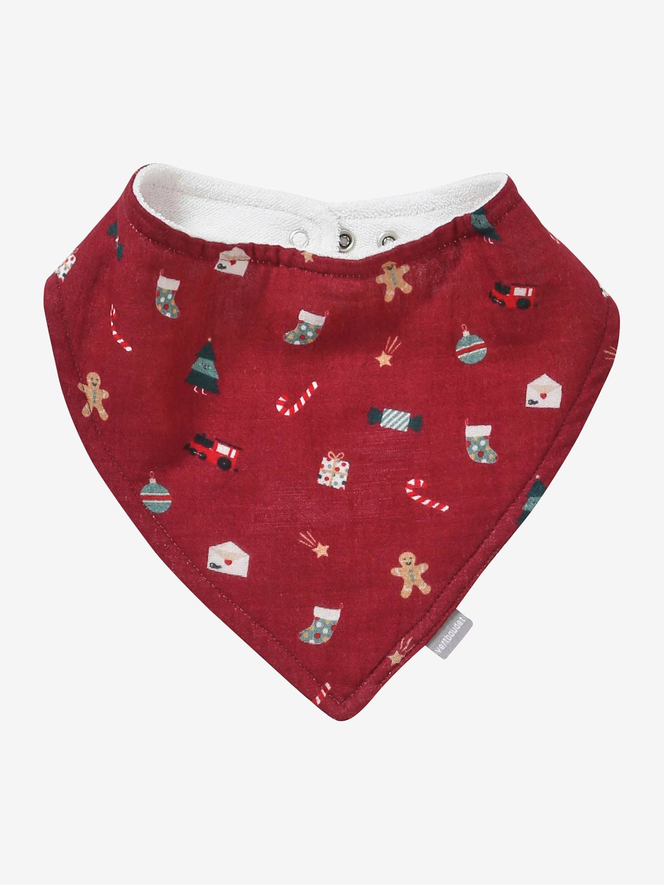 Lot de 3 bavoirs bandanas en gaze de coton vert noel
