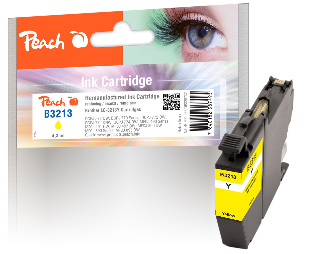 Peach Tintenpatrone gelb XL, ersetzt Brother LC-3213Y