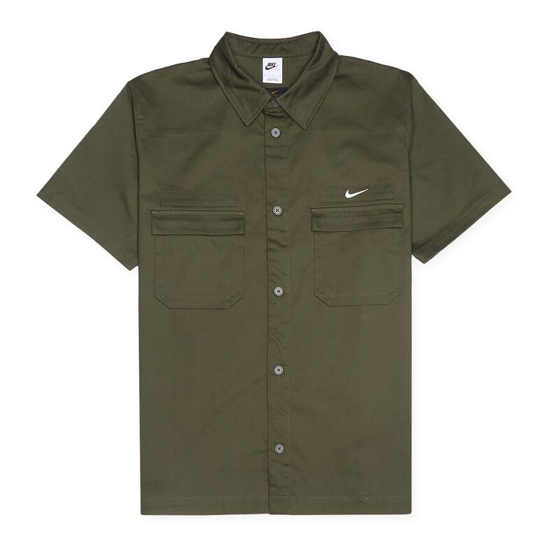 NIKE Life Woven Military Short Sleeve Botton Down Shirt cargo khaki/white
