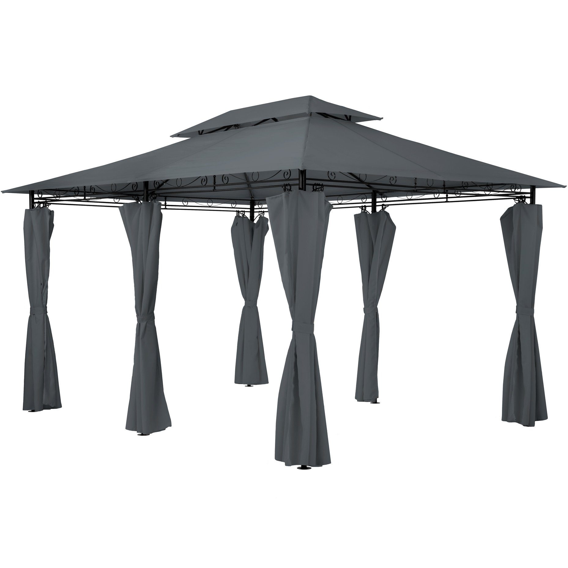 tectake Pavillon Emine, mit 6 Seitenteilen, (Set inkl. Seitenteile), Verstellbare Höhe