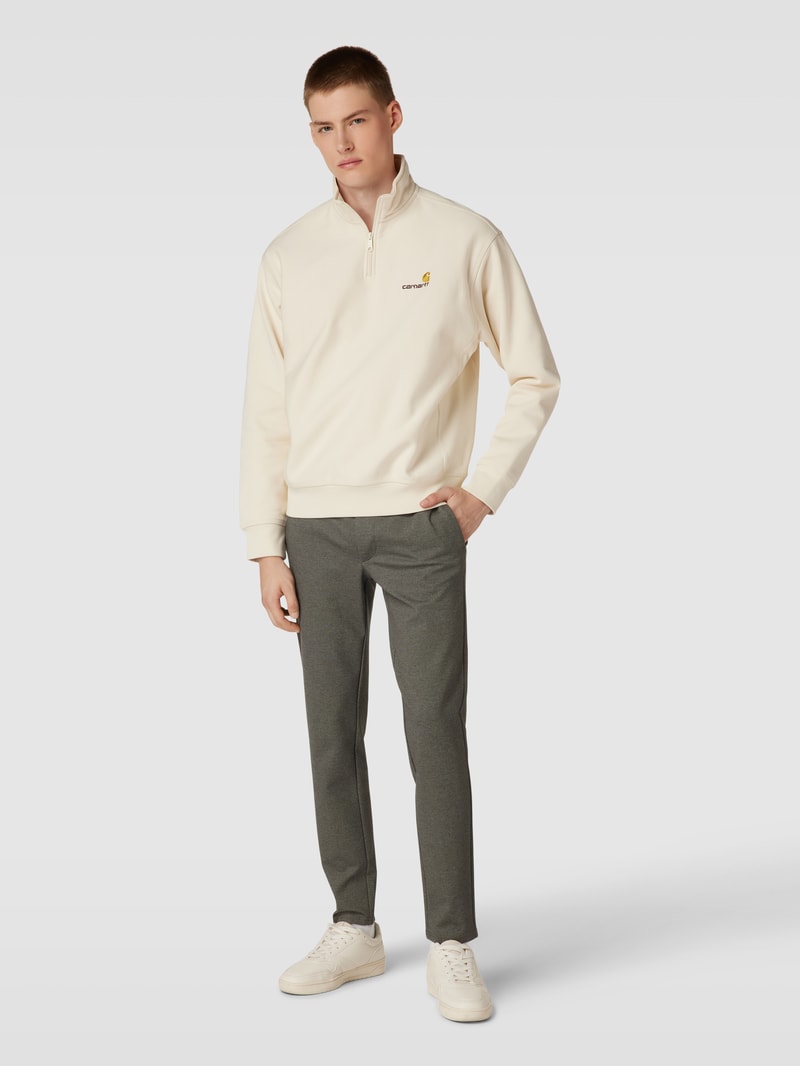Tapered Fit Stoffhose mit feinem Allover-Muster Modell 'Mark' in hellbraun