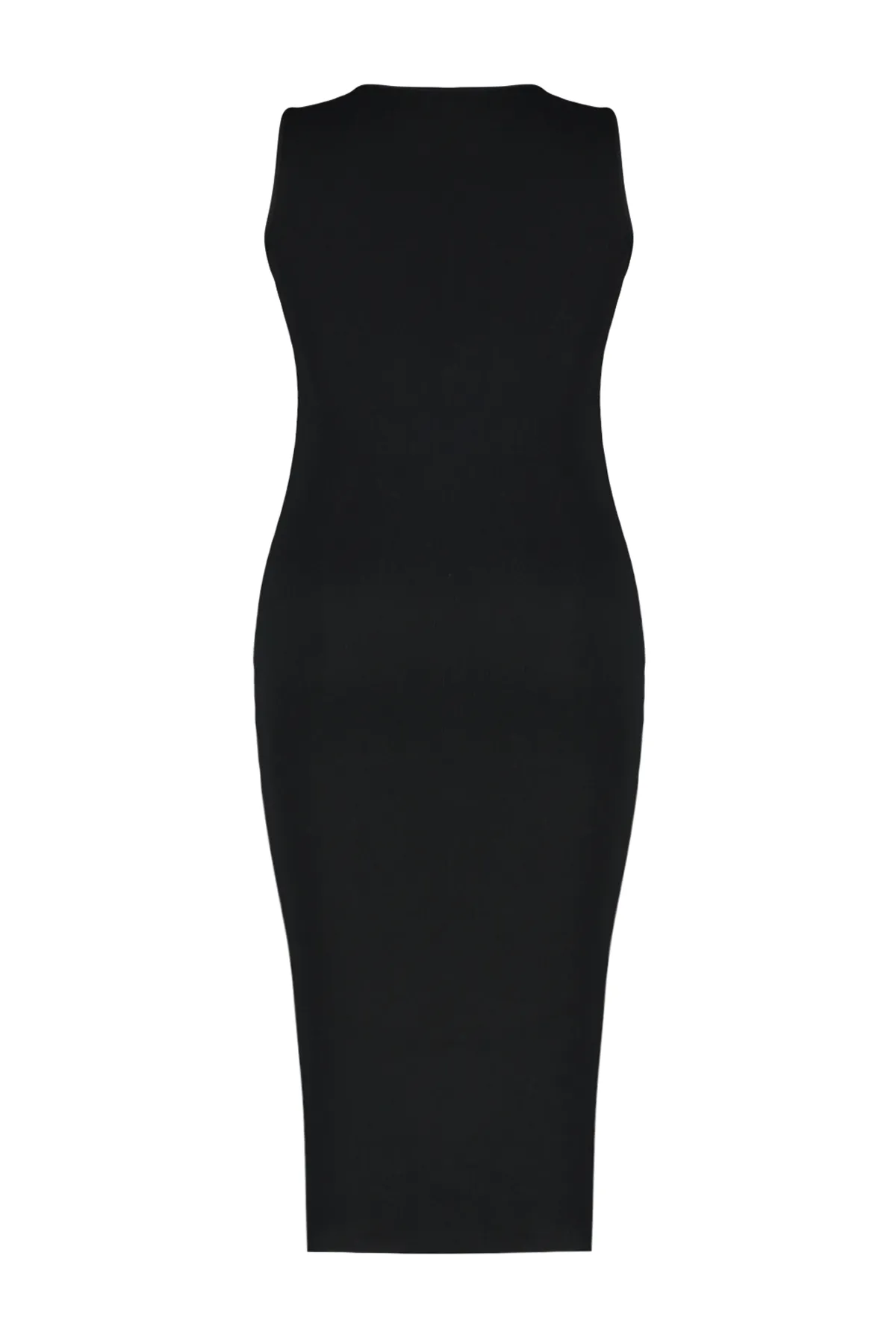 Trendyol Curve  Schwarzes, detailliertes Midi-Strickkleid mit Stickerei TBSSS24AH00126