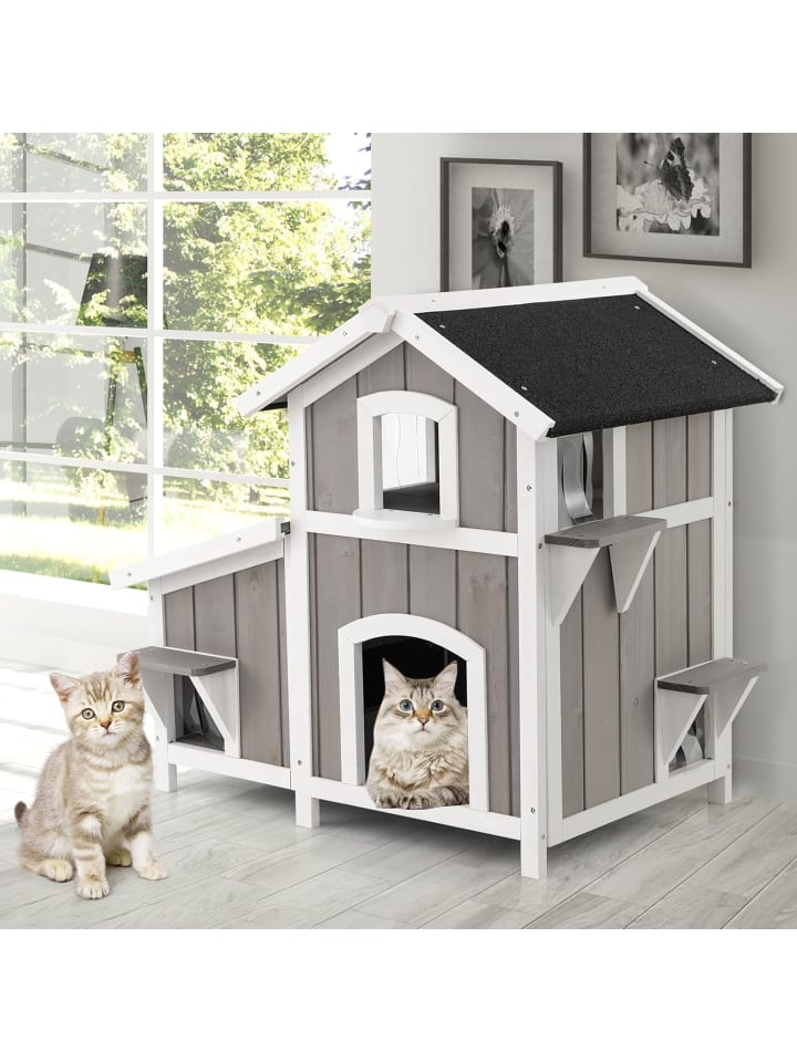 COSTWAY Katzenhaus Outdoor in Grau günstig kaufen onesize