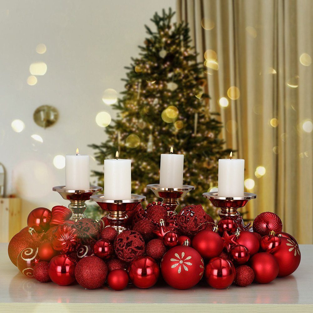JUNG Christbaumschmuck Christbaumkugeln Weihnachtskugeln 100Stk Christbaumschmuck Kugeln (100-tlg), Weihnachtsdeko Weihnachtsbaumkugeln Weihnachtsschmuck Weihnachten