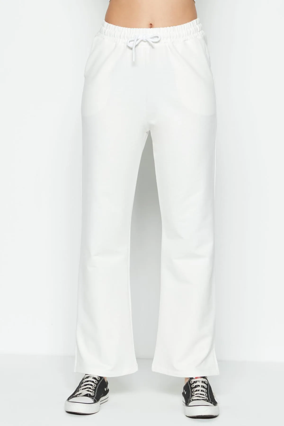 C&City  Jogginghose mit Schlitz und ausgestelltem Bein 741 Ecru
