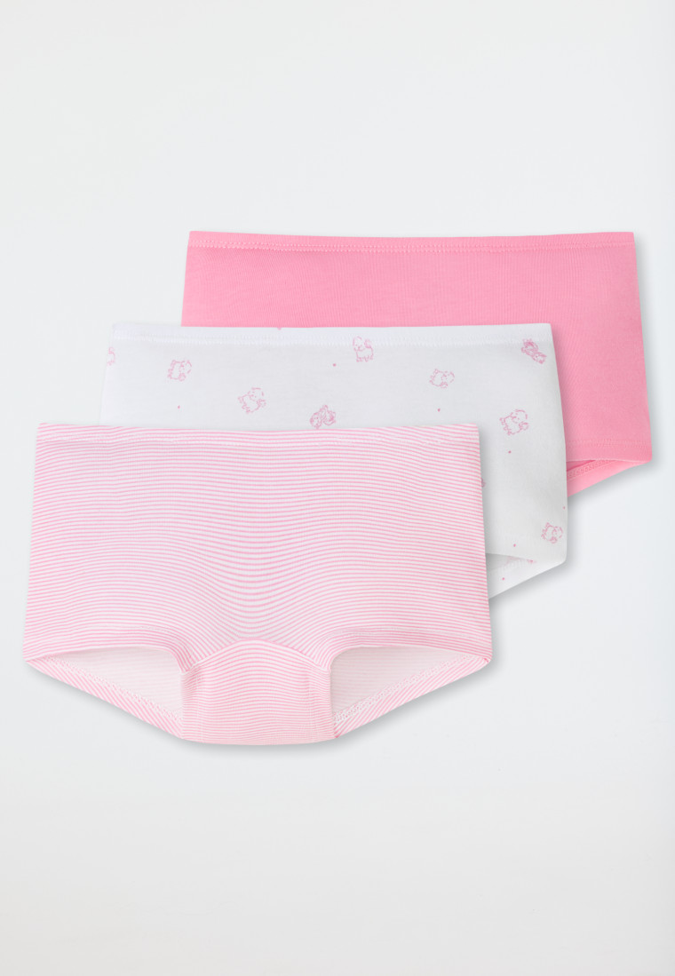 Shorts 3er-Pack Organic Cotton Hund Ringel weiß/pink - 95/5