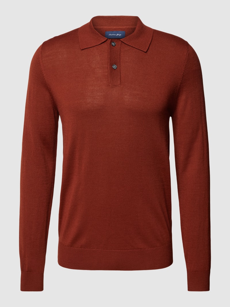 Strickpullover mit Polokragen in terrakotta