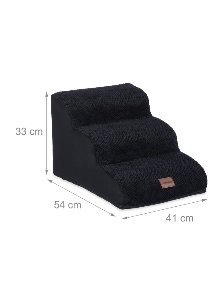 relaxdays Hundetreppe in Schwarz - (B)41 x (H)33 x (T)54 cm günstig kaufen onesize
