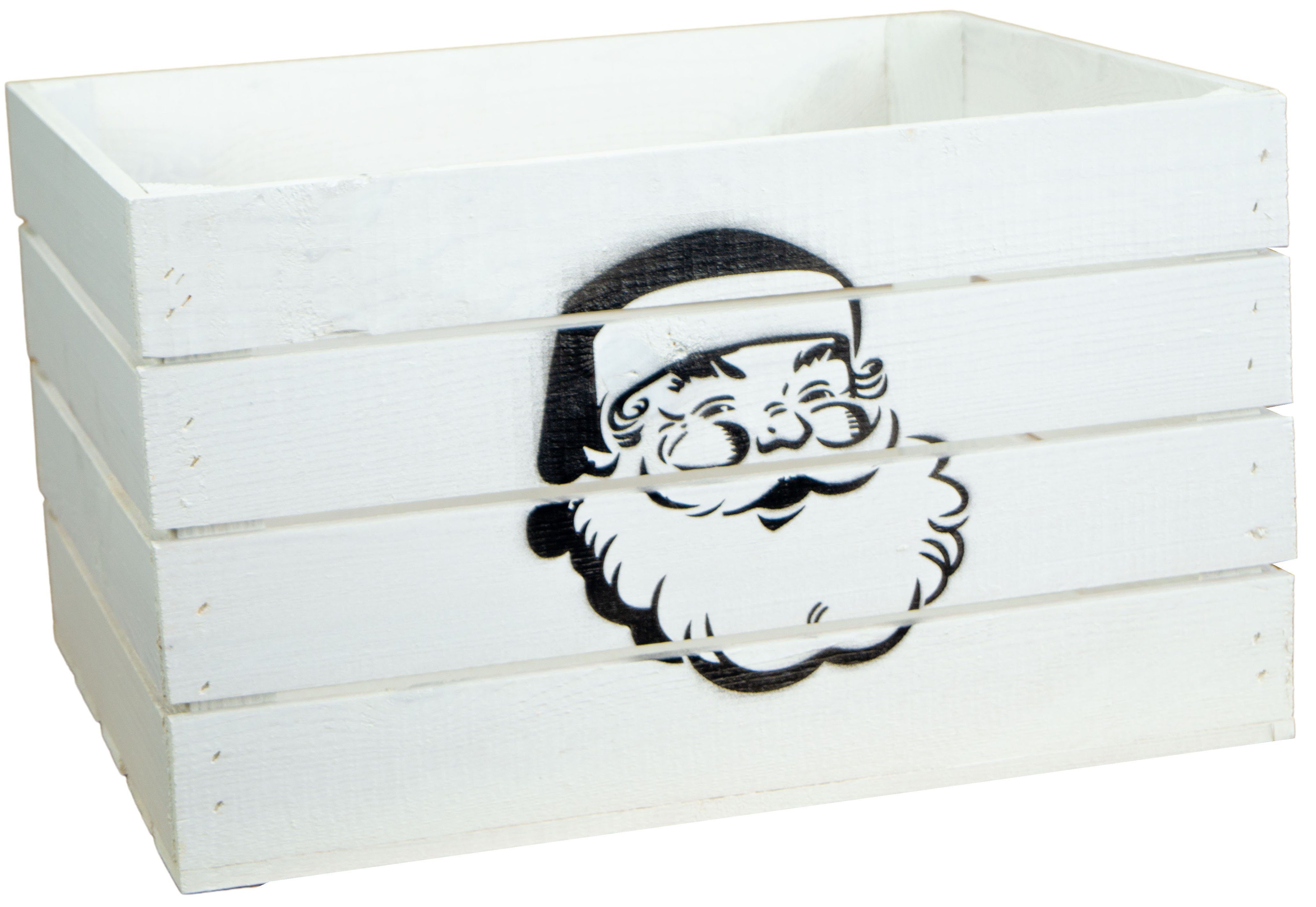 Kistenkolli Altes Land Allzweckkiste Obstkiste weiss mit Weihnachtsmann Weinkiste Geschenkekiste Weihnacht