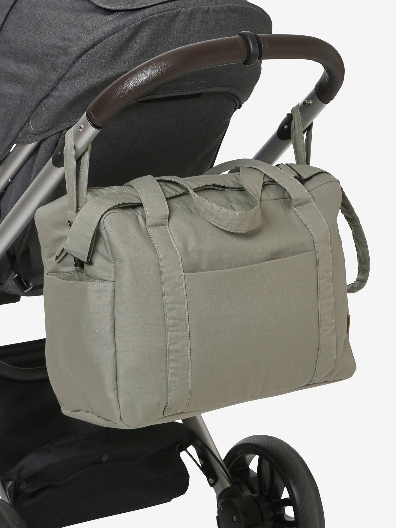 Vertbaudet Wickeltasche BILBAO, Leinen-Mix - khaki
