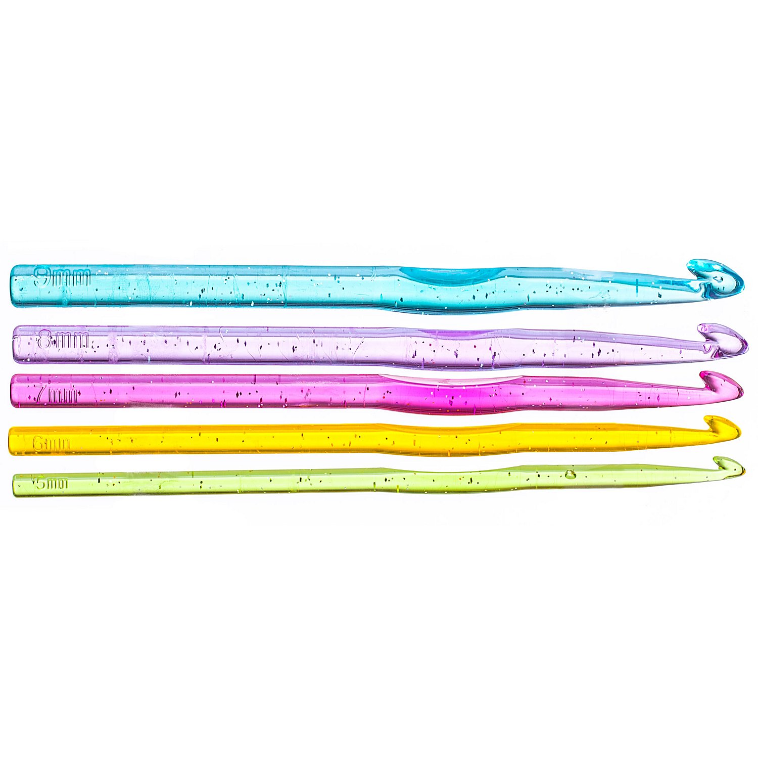 buttinette Häkelnadel-Set, 5 Stück, Stärken: 5–9 mm Ø