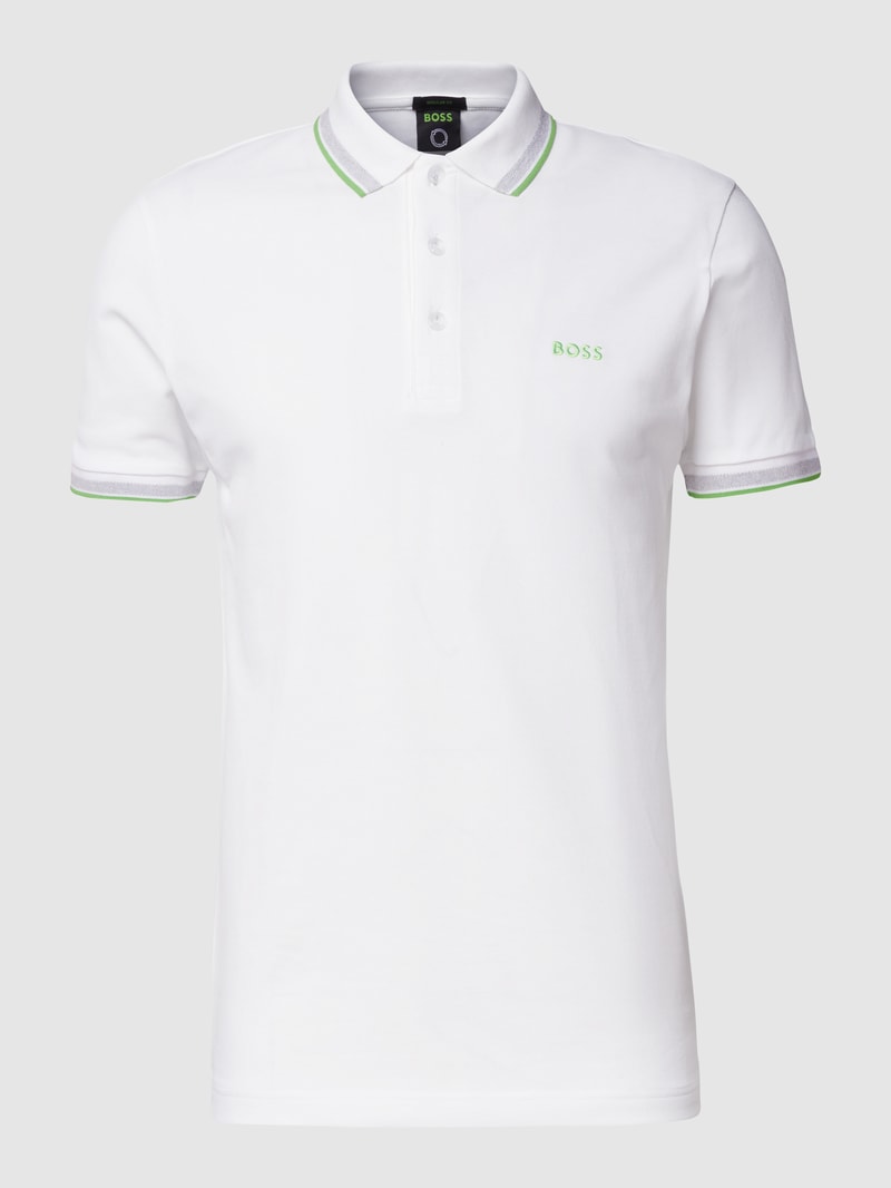 Regular Fit Poloshirt mit Label-Stitching Modell 'Paddy' in weiß