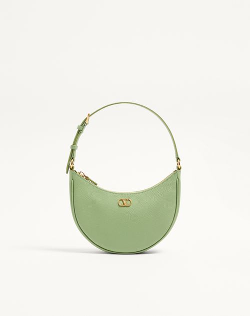 Bolsa Mini Hobo Assinatura VLogo em pele de bezerro granulada