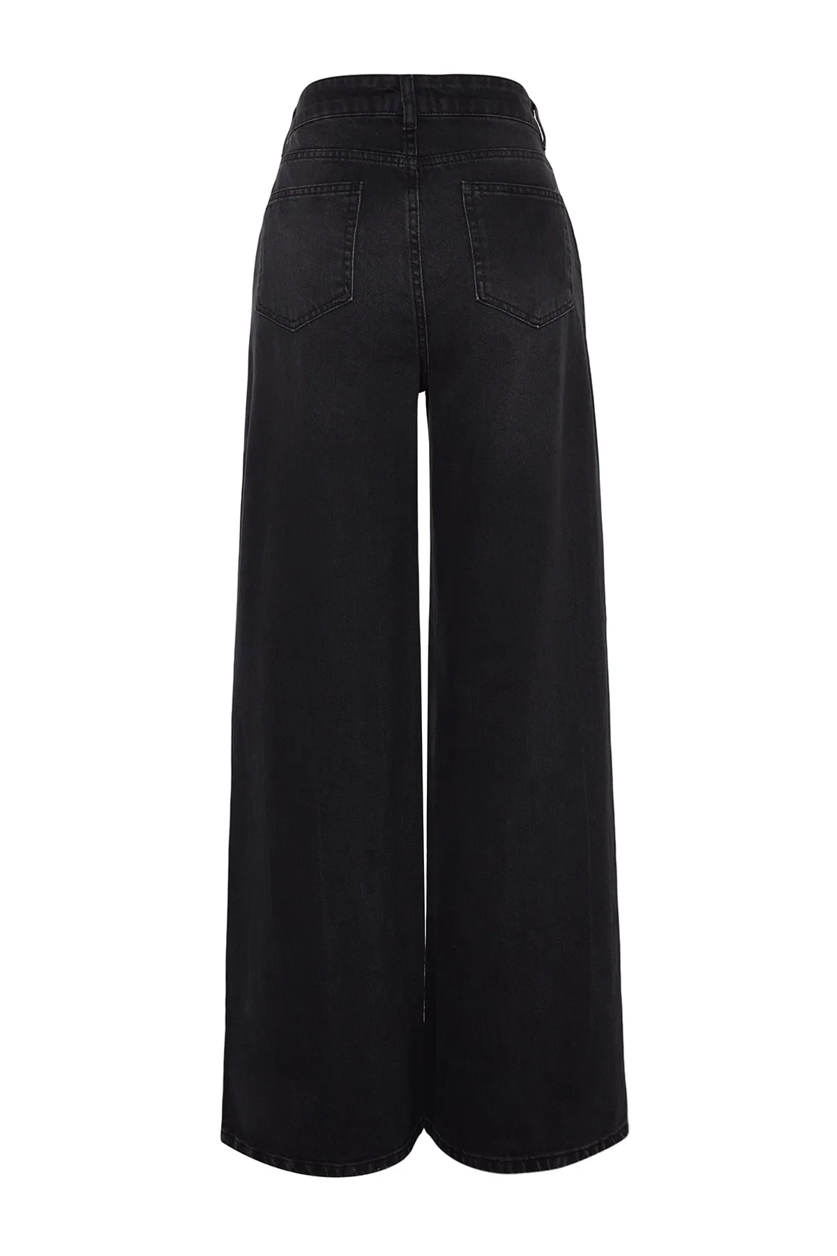 Trendyol Collection  Schwarze Jeans mit hoher Taille und weitem Bein und Taschendetail TWOAW24JE00019