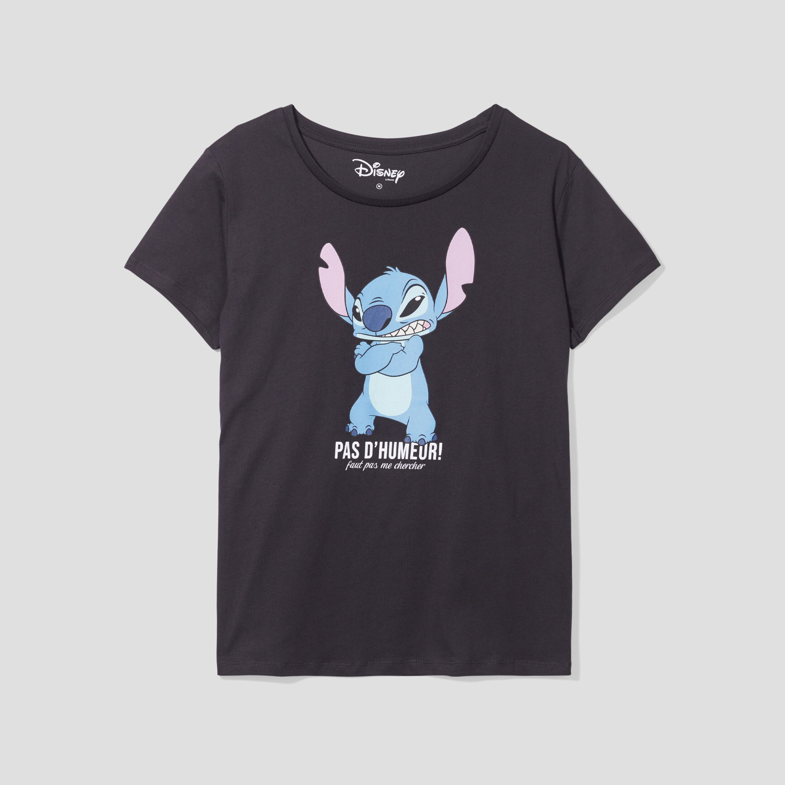 T-shirt ajusté coton Lilo et Stitch noir femme | La Halle