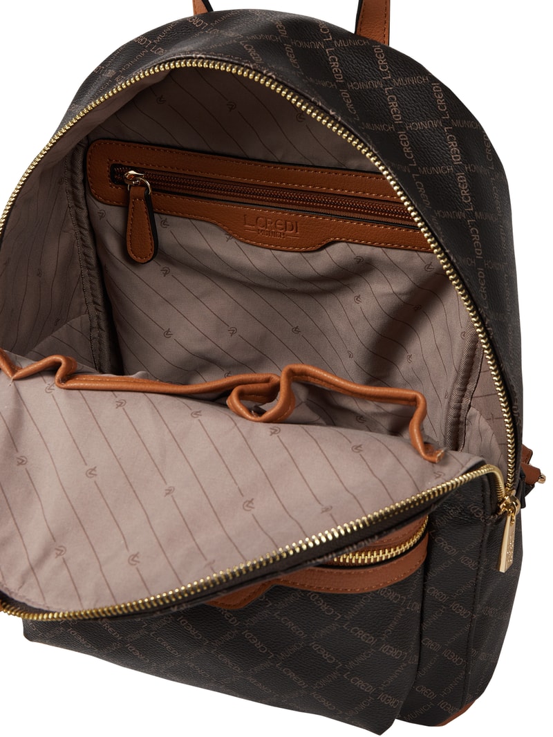 Rucksack mit Logo-Muster in mittelbraun