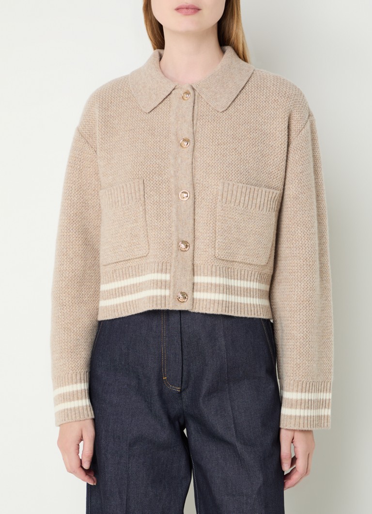 Sandro Fine-knit wool cardigan with patch pockets
