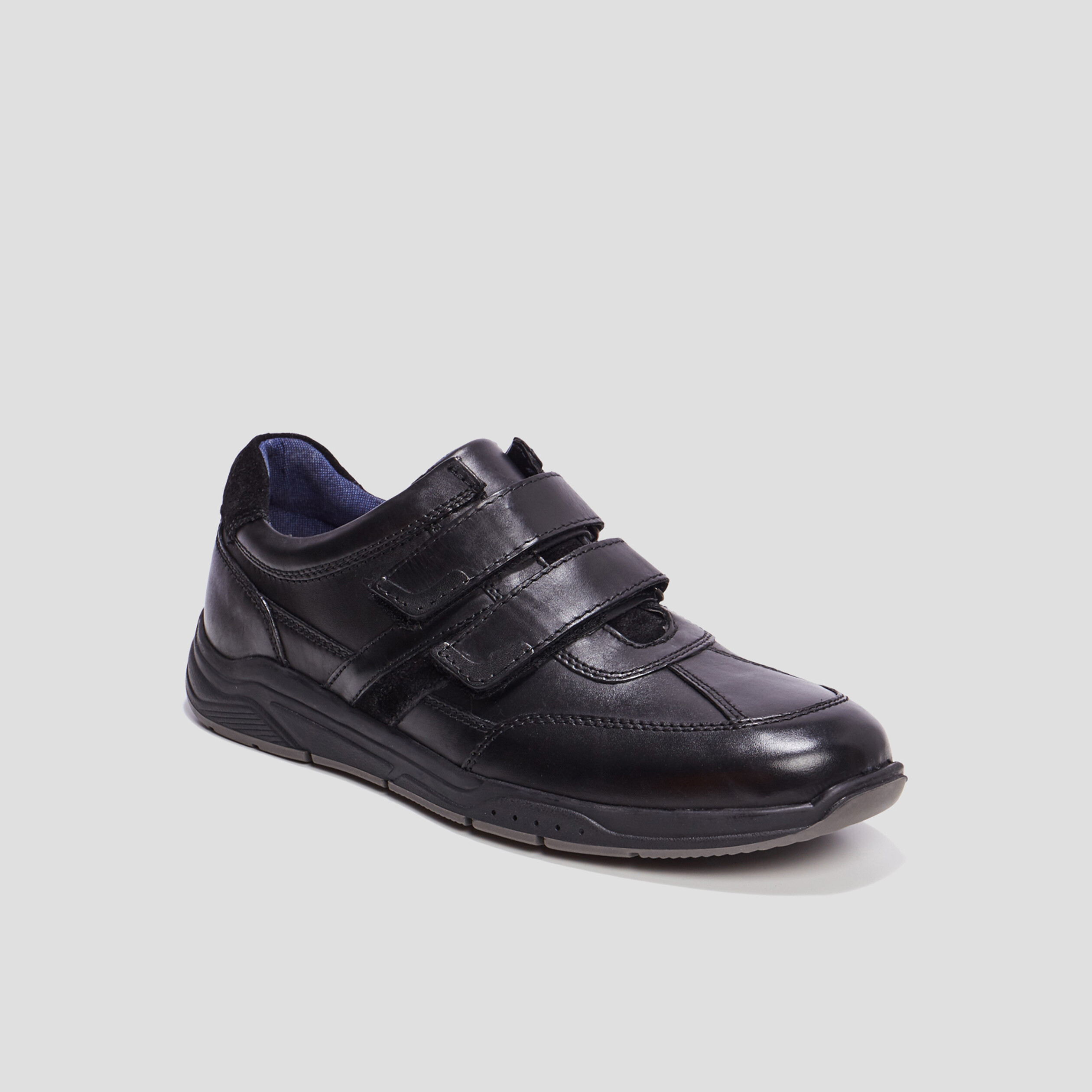 Derbies à scratchs en cuir Walking noir homme | La Halle