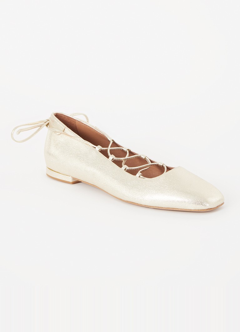 Claudie Pierlot Ballerina van geitenleer met metālisku apdari