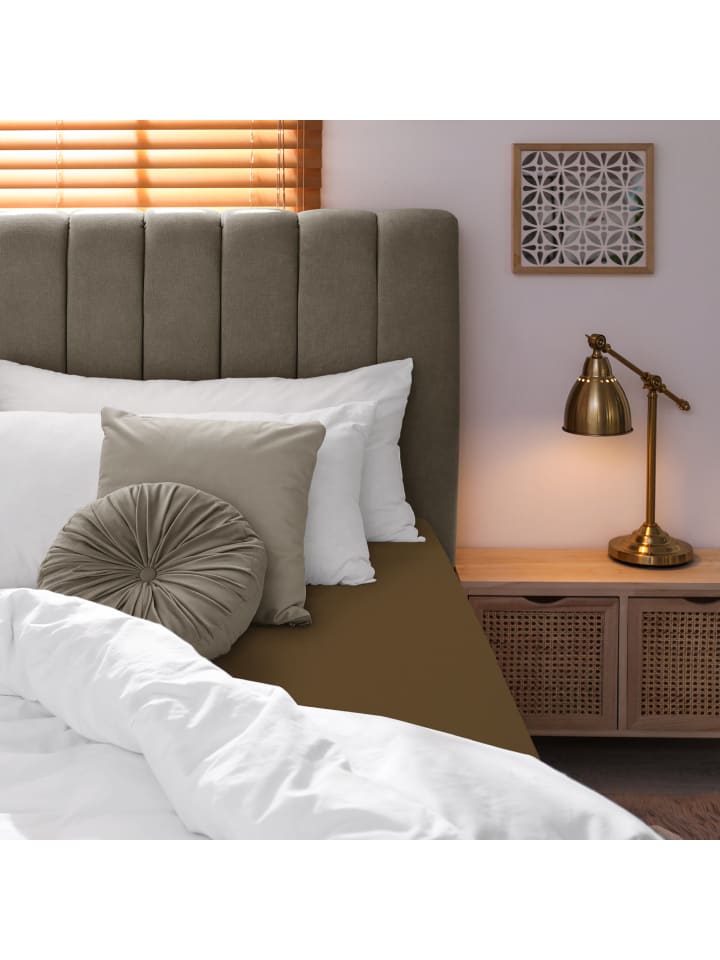 GMD Living Jersey Premium Spannbettlaken JANNEBY in Farbe Schokobraun günstig kaufen