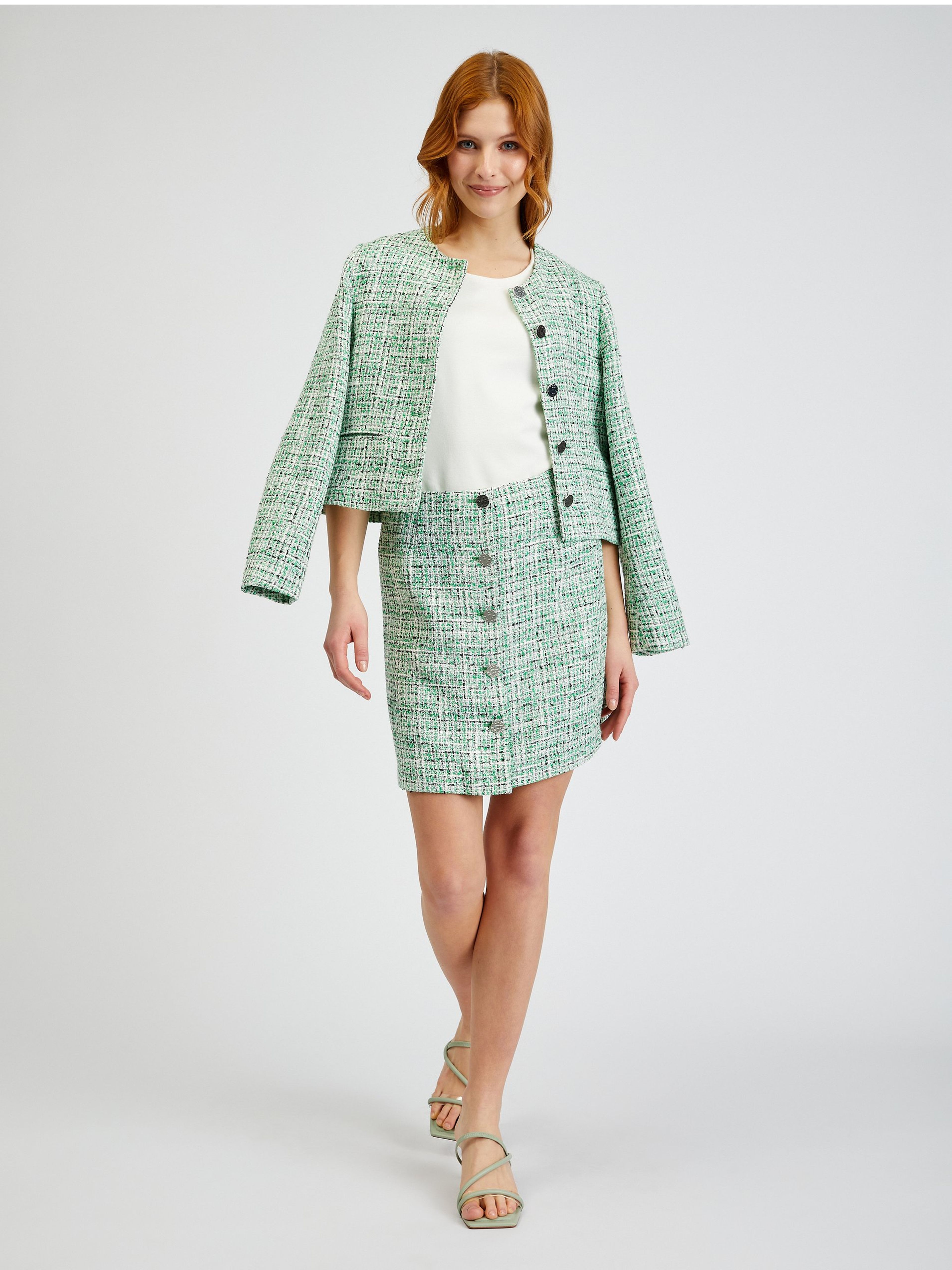 Grüner Damen-Tweed-Rock ORSAY