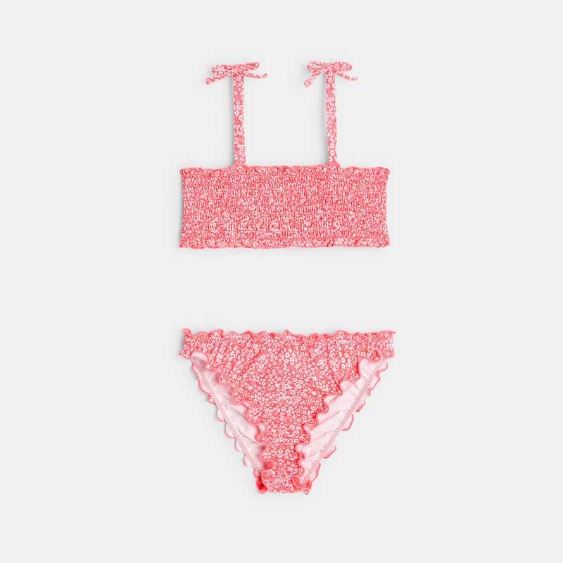 Maillot de bain 2 pièces à fleurs rose fille