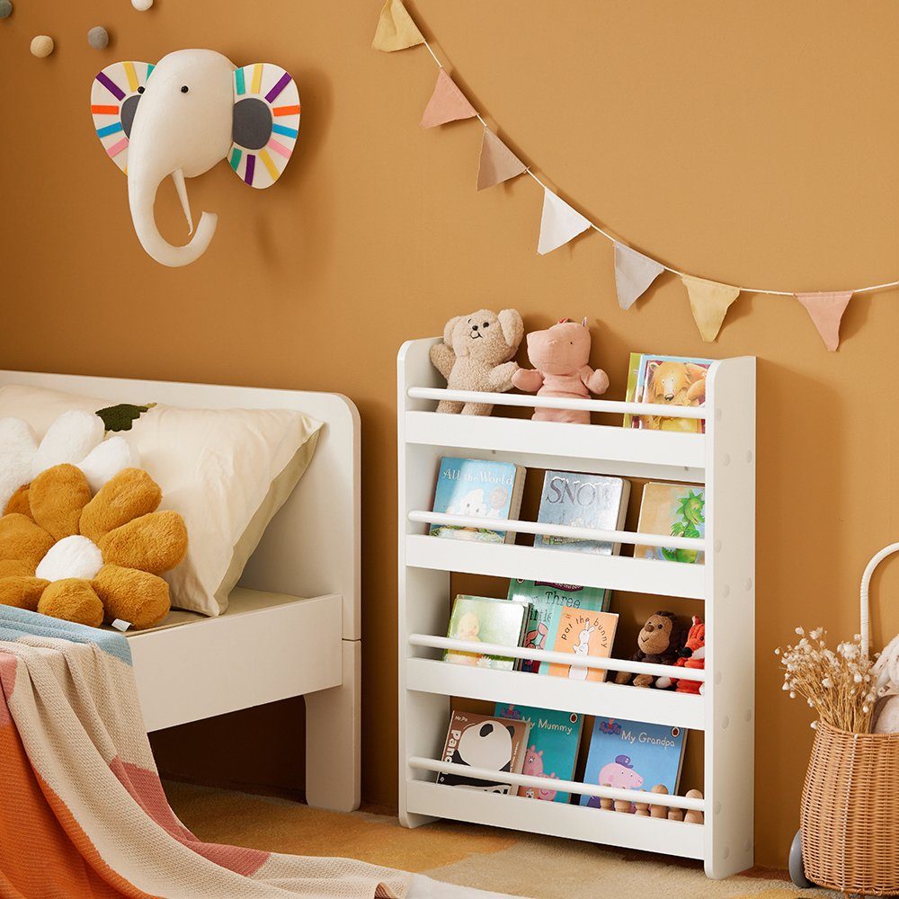 SoBuy Bücherregal KMB08, Kinderregal mit 4 Ablagen für Bücher und Deko