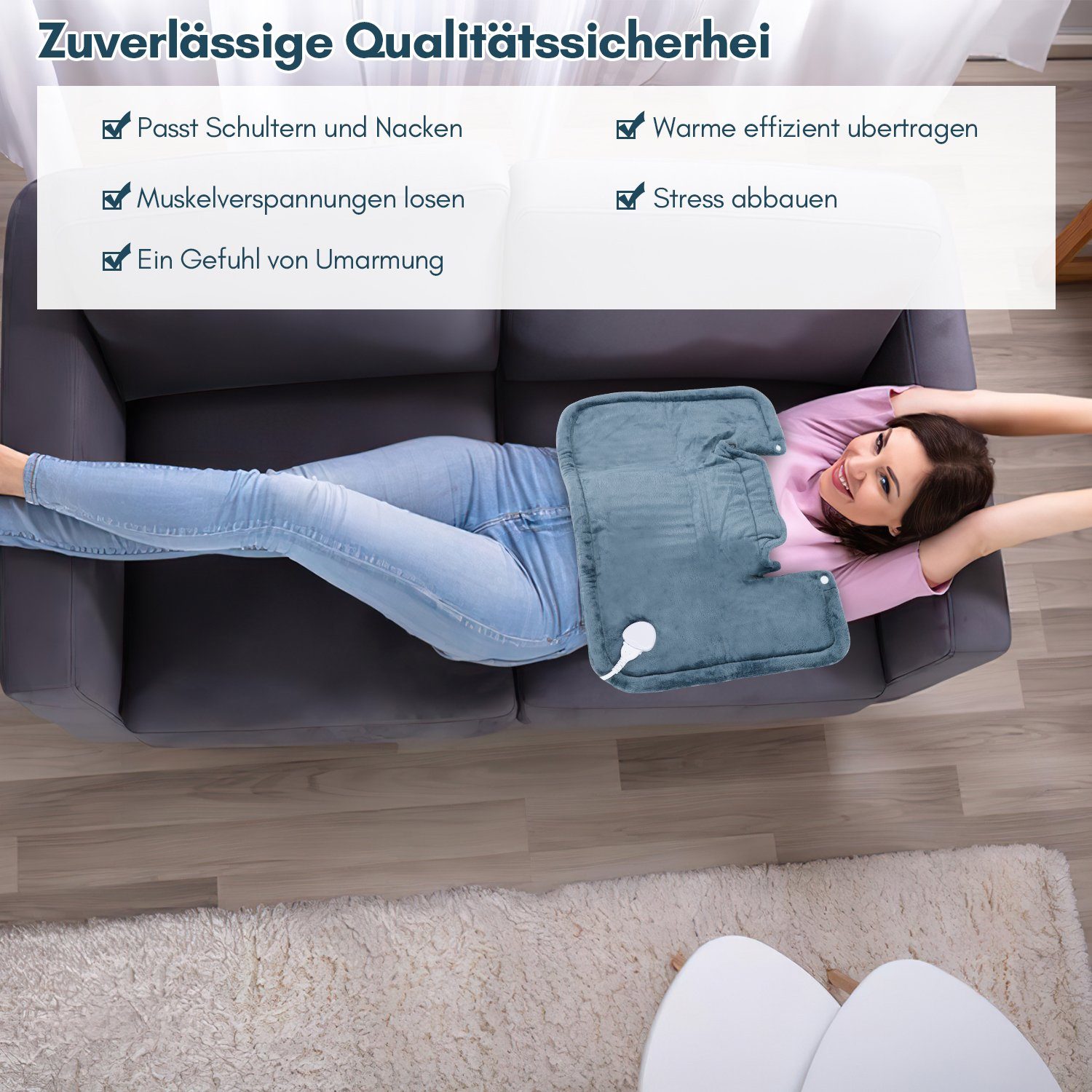 Gimisgu Heizkissen Elektrisch Wärmekissen Nacken Rücken Schulter Heizdecke Dunkelgrau