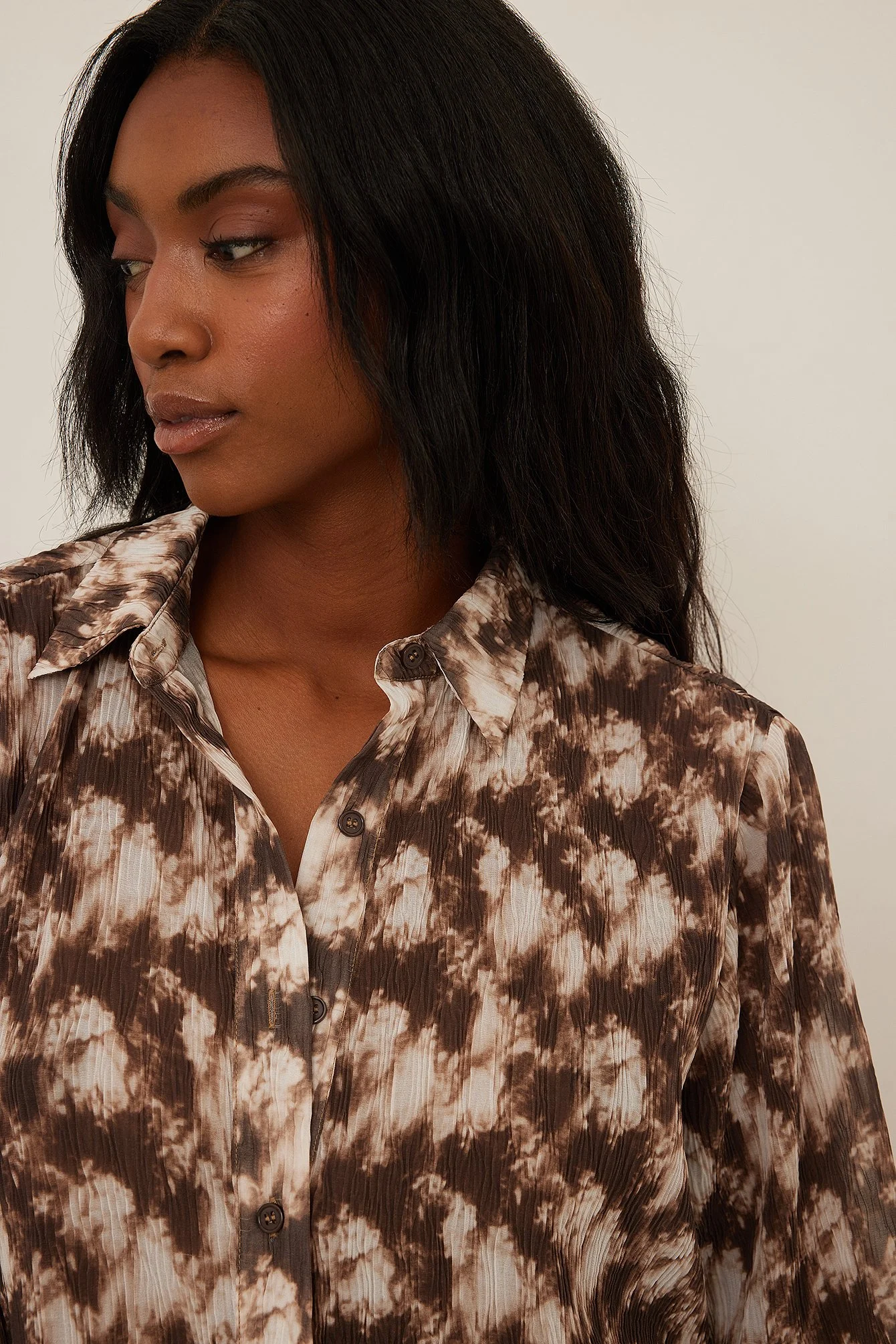 Pleated Print Shirt